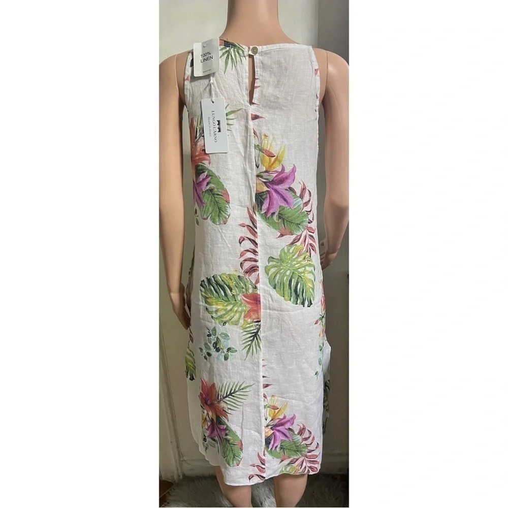 NWT LUNGO L’ARNO Women’s 100% Linen Floral Dress NEW - Picture 5 of 16